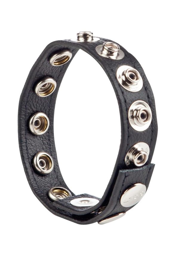 COLT Leather C/B Strap Adjustable 8 Snap Cock Ring - Black