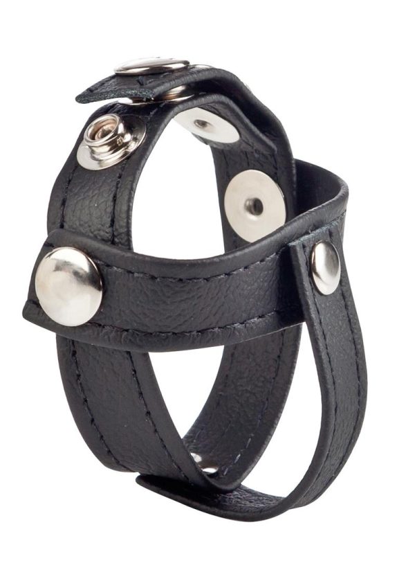 COLT Leather C/B Strap H-Piece Divider Cock Ring - Black