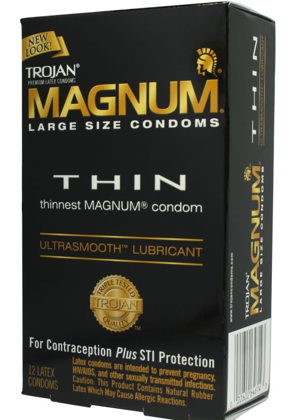 Trojan Condom Magnum Thin Large Size Lubricated 12 Pack