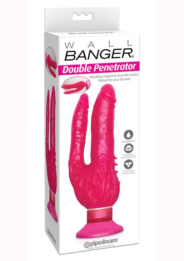 Wall Bangers Double Penetrator Vibrating Dildo 9in - Pink