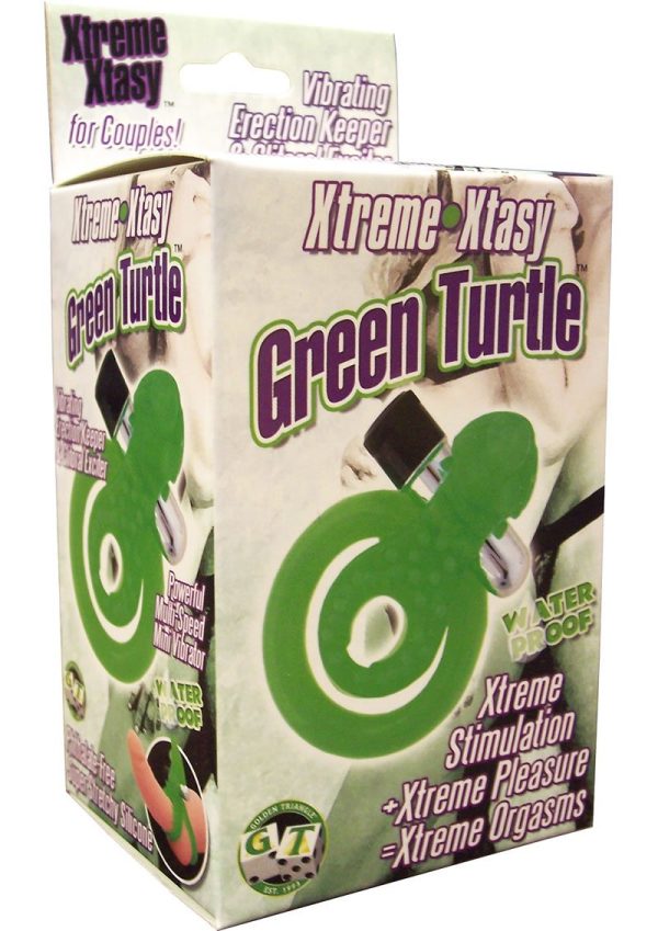 Xtreme Xtasy Green Turtle Vibrating Waterproof Cock Ring