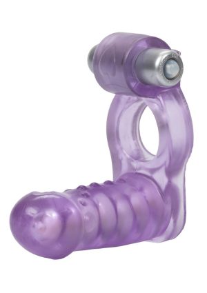 Double Diver Vibrating Enhancer with Flexible Penetrator 3 Speed Removable Bullet - Clear