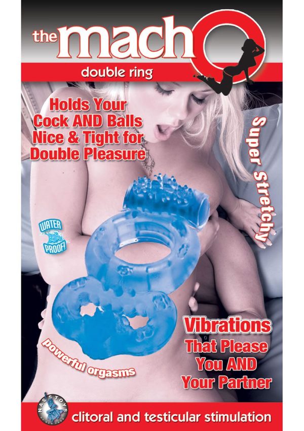 The MachO Double Ring Vibrating Ball and Cock Ring - Blue