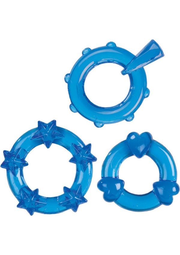 Magic C Rings Cock Rings (3 Piece Set) - Blue