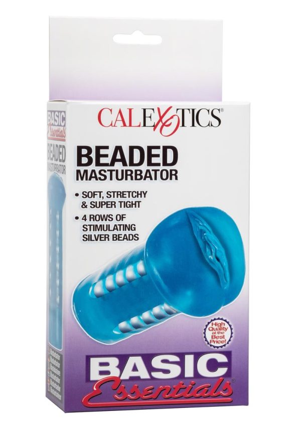 Basic Essentials Beaded Masturbator 5in - Blue