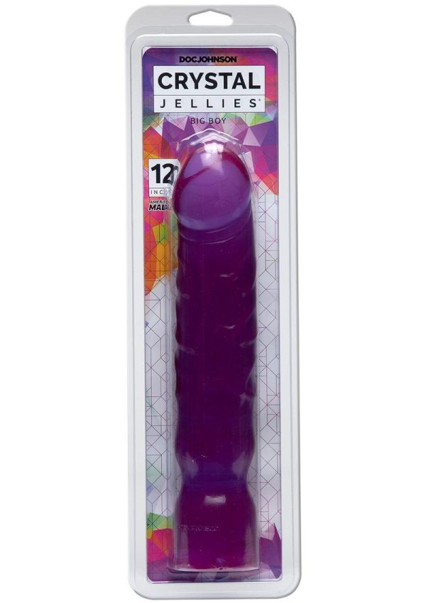 Crystal Jellies Big Boy Dildo 12in - Purple