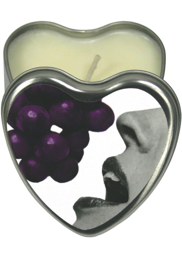 Earthly Body Hemp Seed Heart-Shaped Edible Massage Candle Grape 4oz