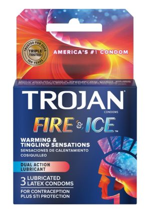 Trojan Condom Pleasures Fire and Ice Dual Action Lubricant 3 Pack