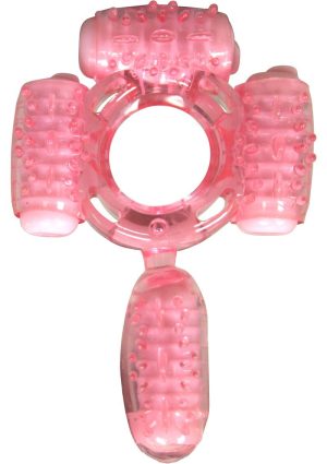 Humm Dinger Super Quad Vibrating Cock Ring - Magenta