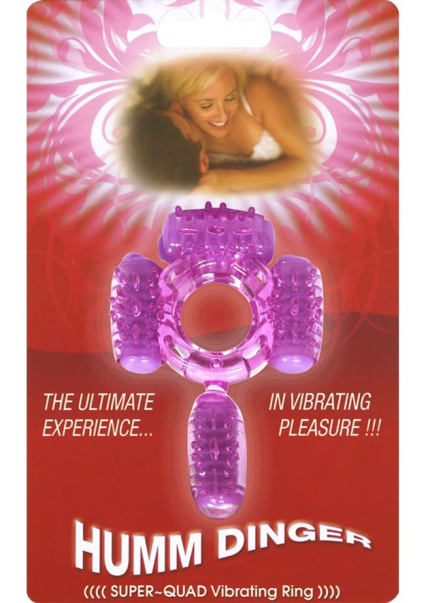 Humm Dinger Super Quad Vibrating Cock Ring - Purple