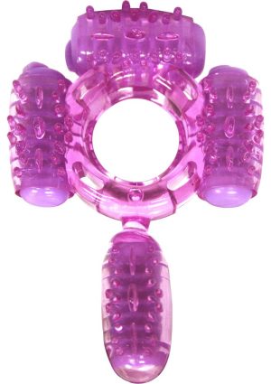 Humm Dinger Super Quad Vibrating Cock Ring - Purple