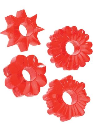 Basic Essentials Super Stretchy Enhancer Cock Rings - Red