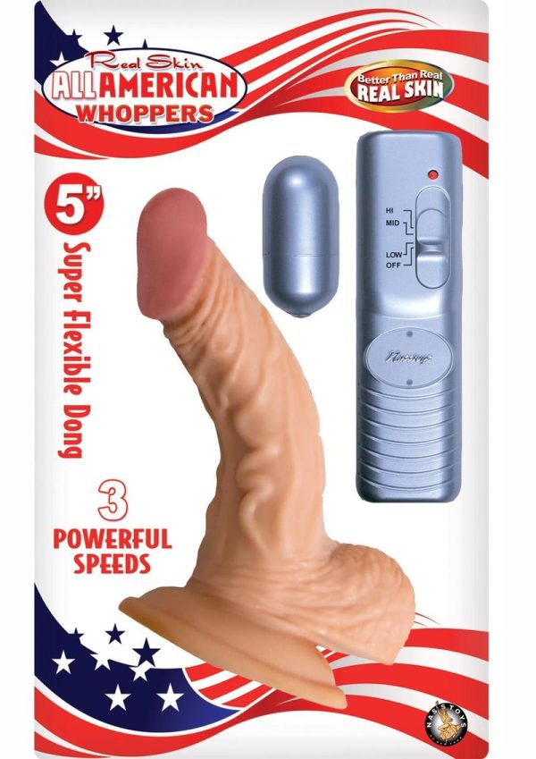 Real Skin All American Whoppers Vibrating Dildo with Balls 5in - Vanilla