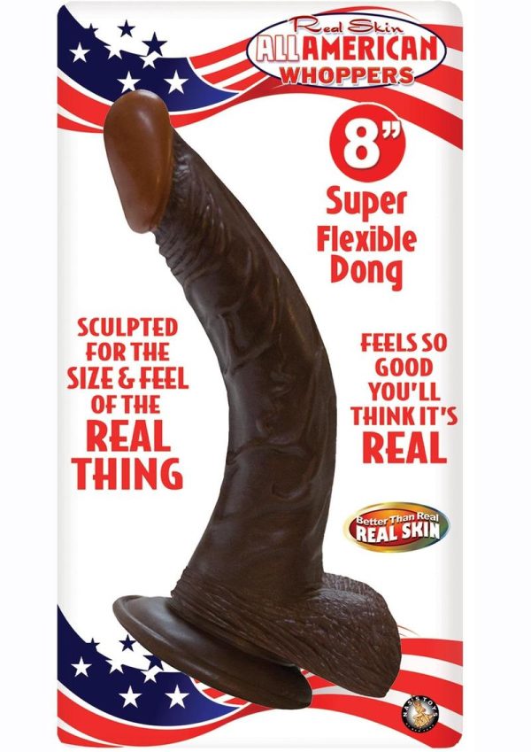 Real Skin All American Afro American Whoppers Dildo with Balls 8in - Chocolate