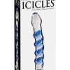 Icicles No. 5 Textured Glass Dildo 7.25in - Clear/Blue