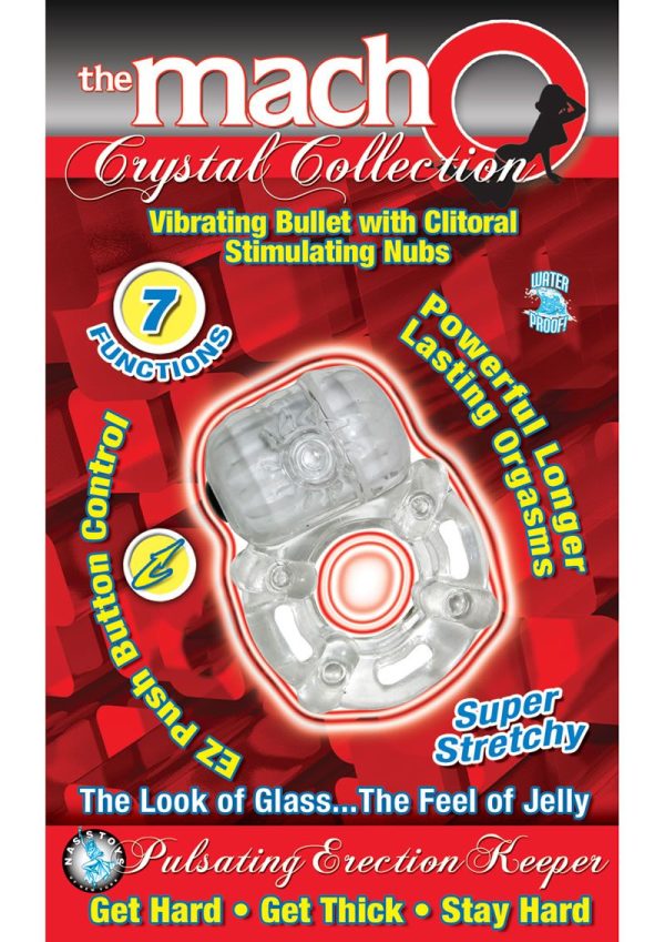 The MachO Crystal Collection Pulsating Erection Keeper Vibrating Cock Ring - Clear