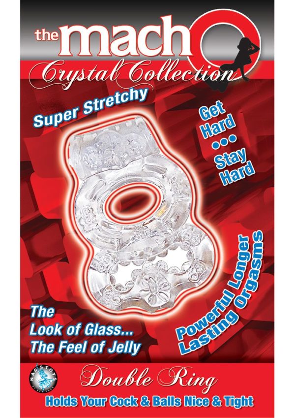 The MachO Crystal Collection Double Ring Vibrating Cock Ring - Clear