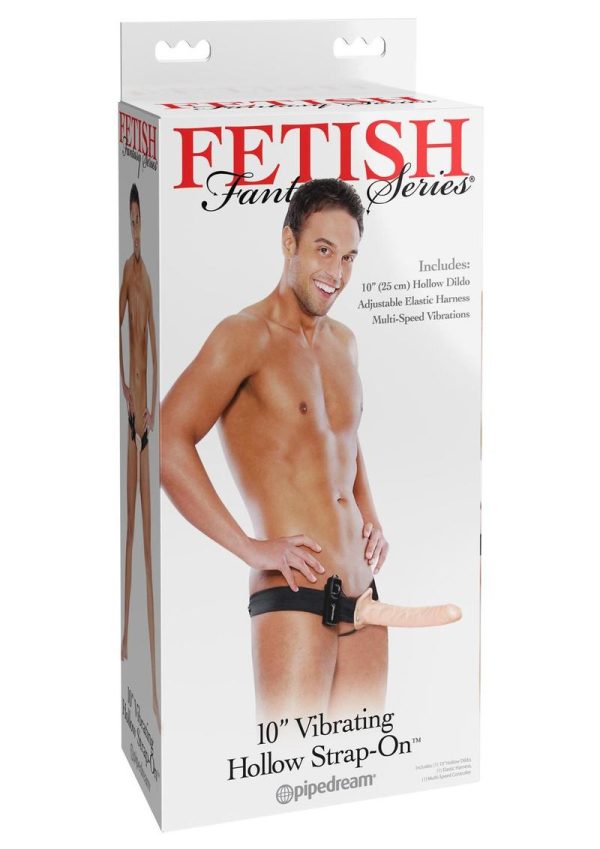 Fetish Fantasy Series Vibrating Hollow Strap-On 10in - Vanilla