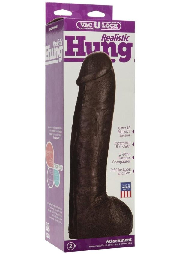 Vac-U-Lock Realistic Hung Dildo 12in - Black