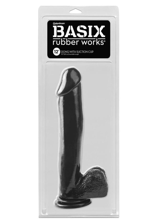 Basix Rubber Works Dong with Suction Cup 12in - Black