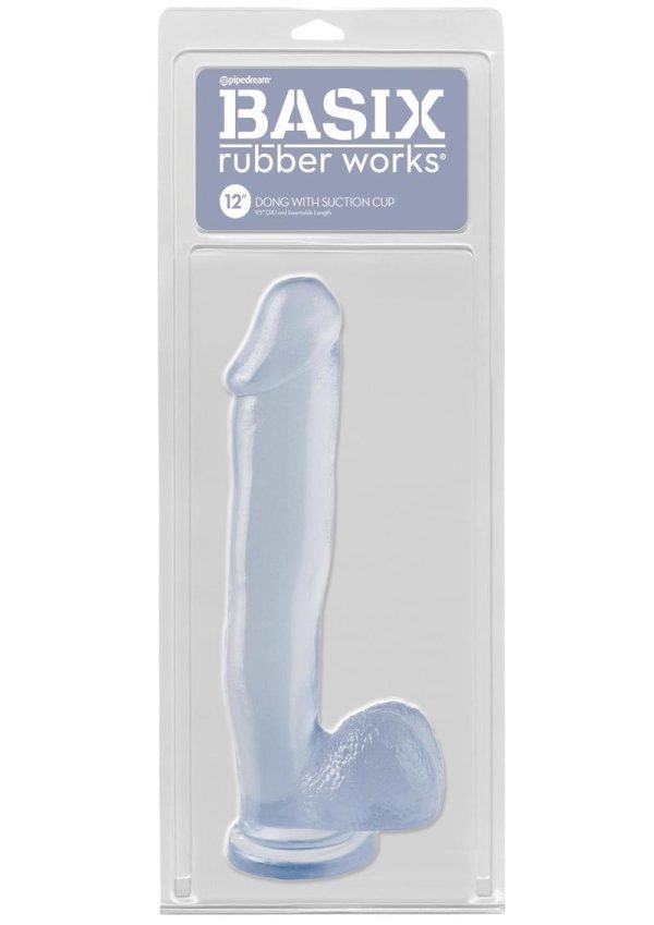 Basix Rubber Works Dong with Suction Cup 12in - Clear