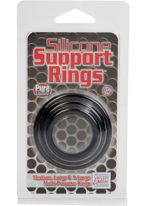 Silicone Support Rings Cock Rings (3 Piece Set) - Black