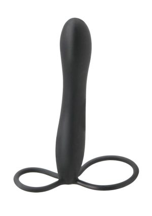 Fetish Fantasy Elite Double Trouble Silicone Male Strap-On Dildo Waterproof 6in - Black