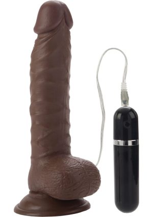 Mr Just Right Vibrating Dildo with Bullet 6.25in - Chocolate