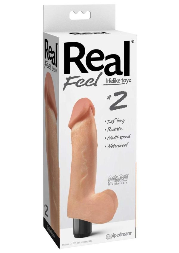 Real Feel Lifelike Toyz No. 2 Realistic Vibrating Dildo with Balls 8in - Vanilla