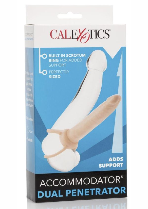 Accommodator Dual Penetrator Dildo Cock Ring - Vanilla