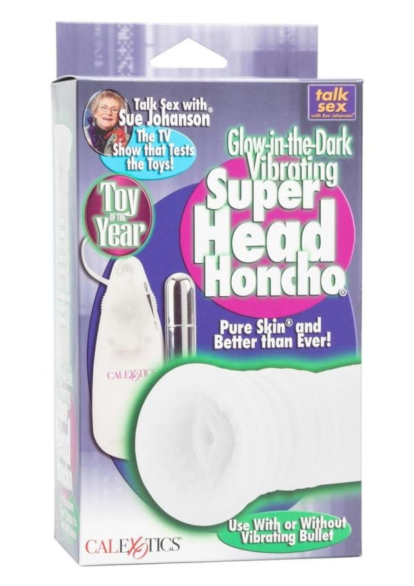 Sue Johanson Glow In The Dark Vibrating Super Head Honcho Masturbator - White