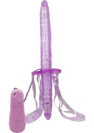 Double Fuk Vibrating Dildo Strap On - Purple