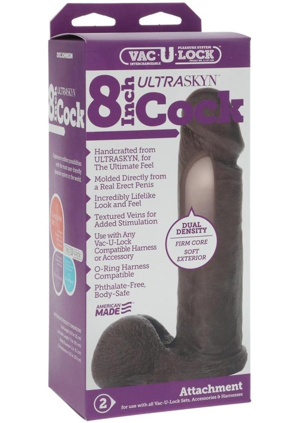 Vac-U-Lock Ultraskyn Dildo 8in - Black