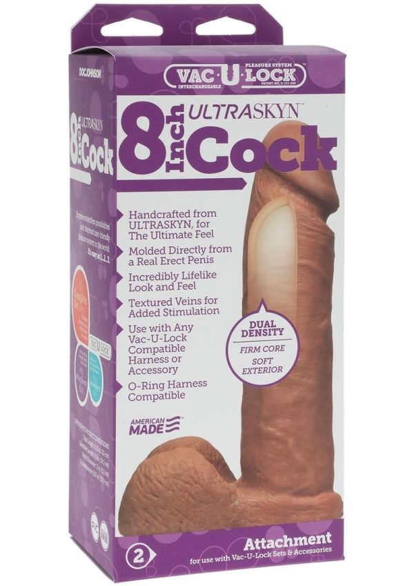 Vac-U-Lock Ultraskyn Dildo 8in - Chocolate