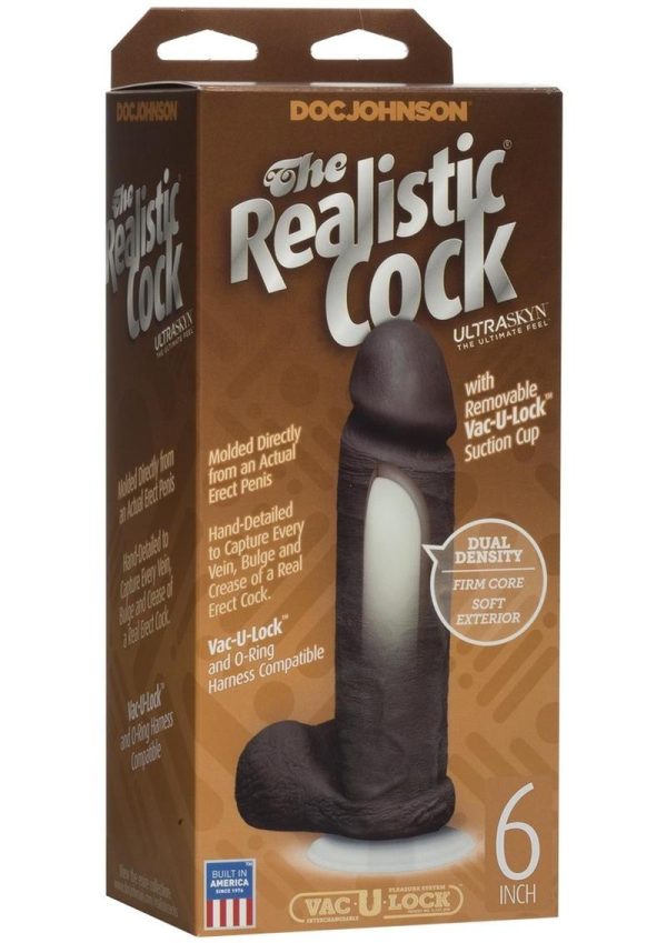 The Realistic Cock Ultraskyn Dildo 6in - Chocolate