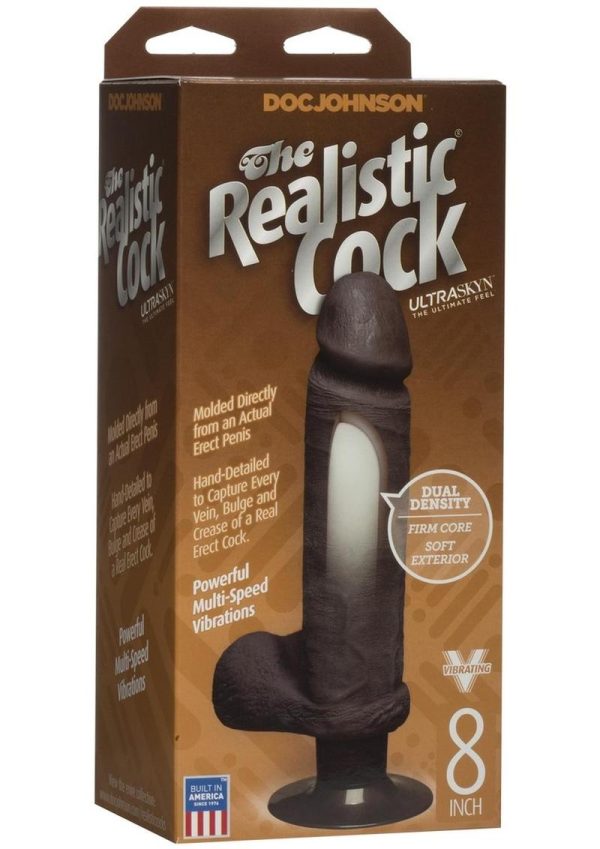 The Realistic Cock Ultraskyn Vibrating Dildo 8in - Black