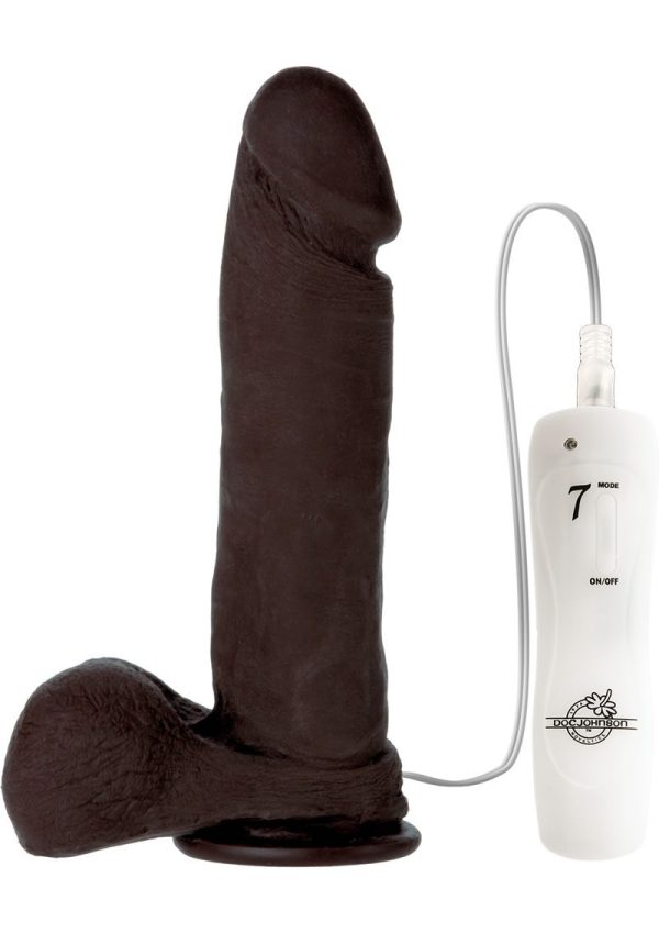 The Realistic Cock Ultraskyn Vibrating Dildo 8in - Black