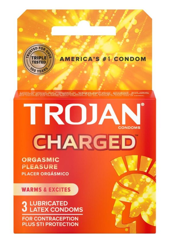 Trojan Intensified Charged Orgasmic Pleasure Condoms 3pk