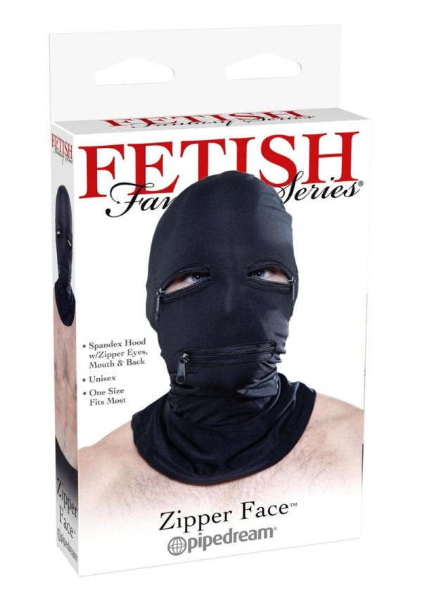 Fetish Fantasy Series Zipper Face Spandex Hood Black