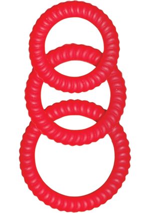 Ram Ultra Cocksweller Silicone Cock Rings -Red