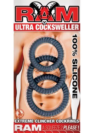 Ram Ultra Cocksweller Silicone Cock Rings - Black
