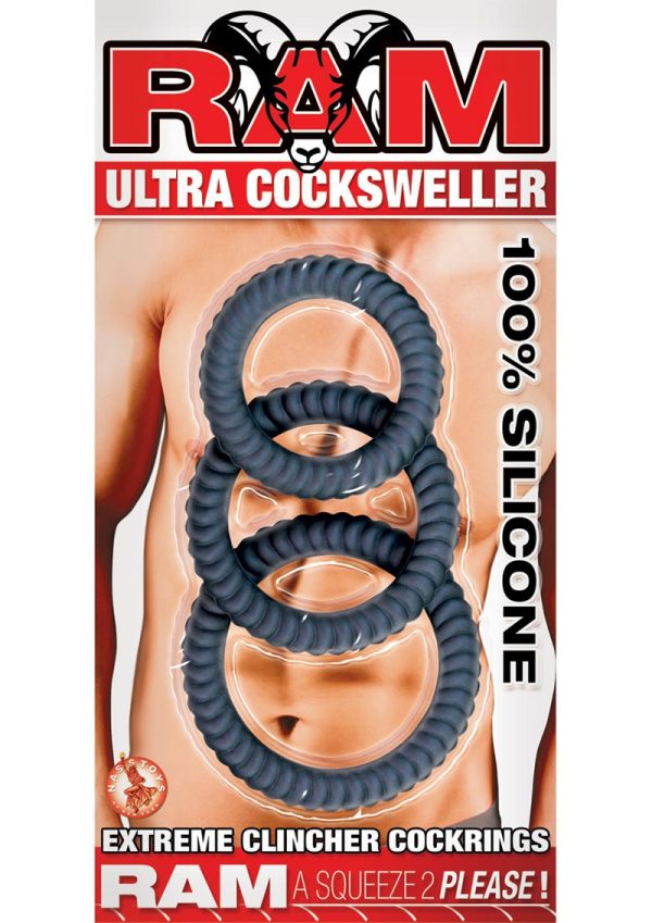 Ram Ultra Cocksweller Silicone Cock Rings - Black