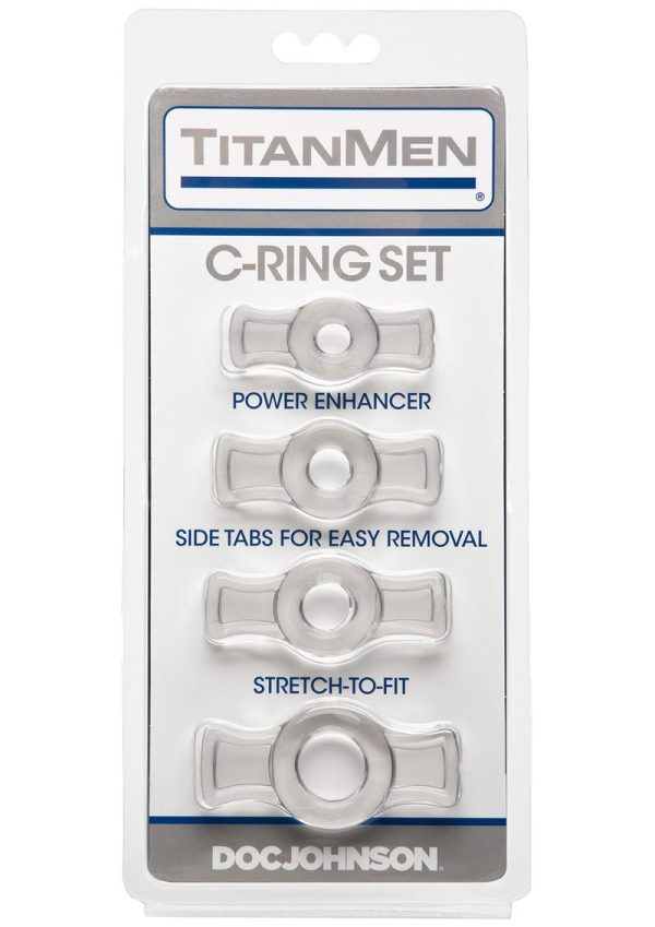 TitanMen Stretch-To-Fit Cock Rings (4 Piece Kit) - Clear