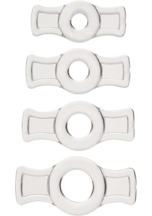 TitanMen Stretch-To-Fit Cock Rings (4 Piece Kit) - Clear