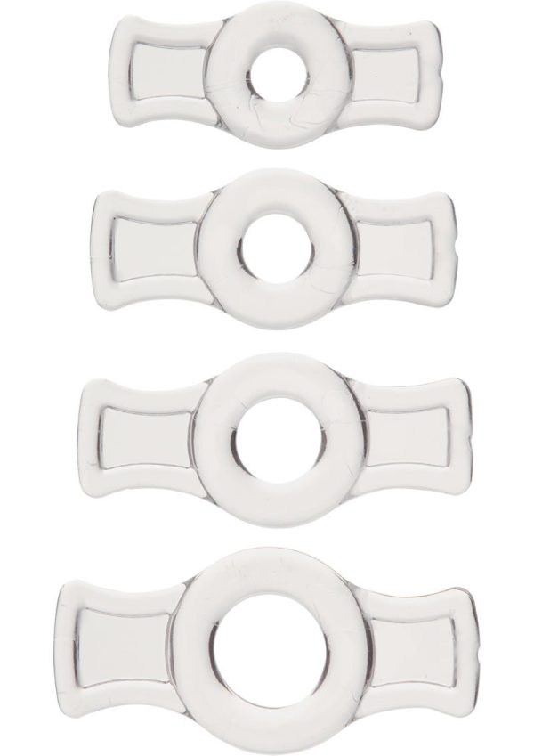 TitanMen Stretch-To-Fit Cock Rings (4 Piece Kit) - Clear