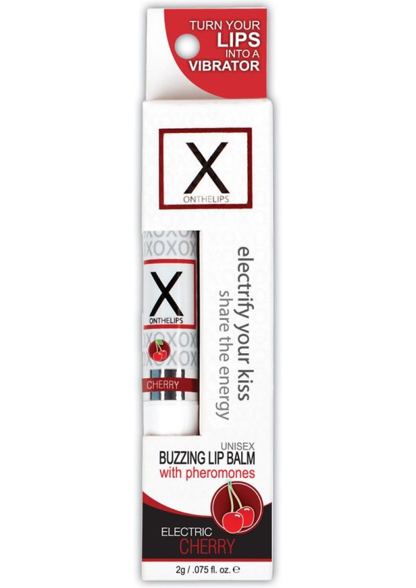 X On The Lips Buzzing Lip Balm with Pheromones Electric Cherry Flavor .75oz