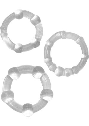 Ram Beaded Cock Rings (3 pack) - Clear