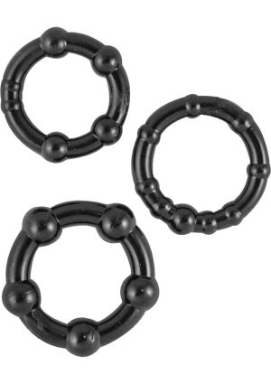 Ram Beaded Cock Rings (3 pack) - Black