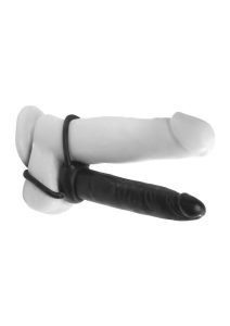 Anal Fantasy Collection Double Trouble Strap-On Cockring 5.3in - Black