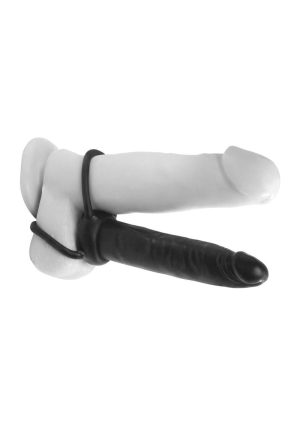 Anal Fantasy Collection Double Trouble Strap-On Cockring 5.3in - Black